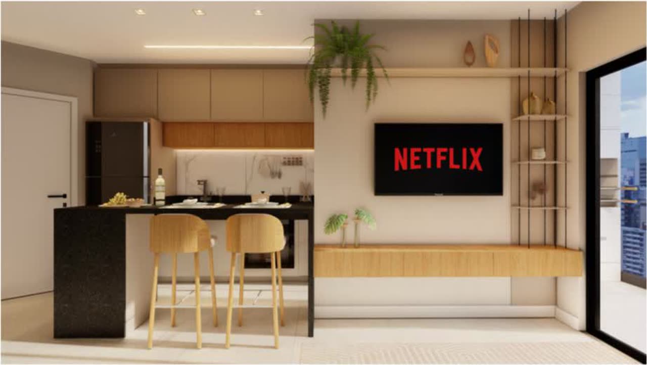 Sala integrada à cozinha (ilustrativa)
