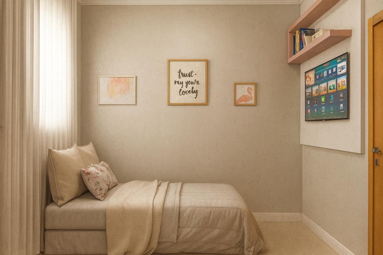 Perspectiva ilustrativa do quarto